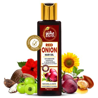 Red Onion Hair Growth Oil - Anti Hair Fall Enriched with 29 Natural Herbs, Extracts Oils Including Argan, Jojoba, Rosemary Black Seed - 200ml