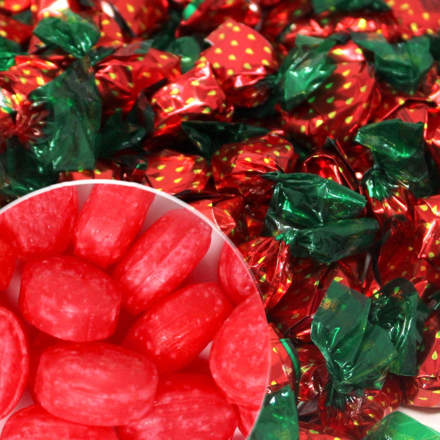 Strawberry Sachet Bon Bons Hard Candy - 1 Bag with 90 Individually Wrapped Strawberry-Filled Candies- Bulk Strawberry Candies