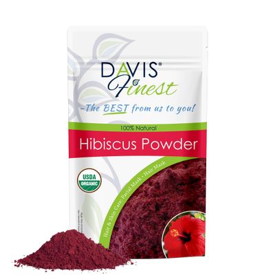 Davis Finest Organic Hibiscus Powder 100g for Hair Skin, Facial Mask, Face Pack, Hair Growth, Shine Condition