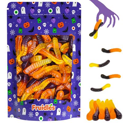 Fruidles Fall Mini Gummy Worms Candy, Assorted Fruit Flavors Gummies, Allergy Friendly, Non-GMO, No Artificial Sweeteners (Half Pound)