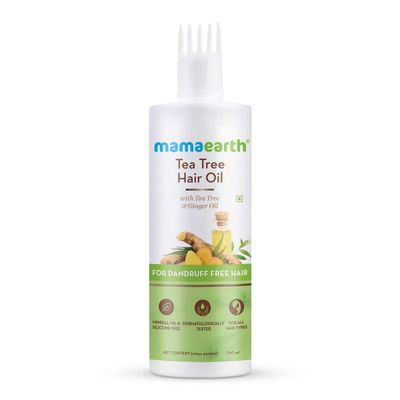 MAMAEARTH Anti Dandruff Hair Oil Tea Tree Ginger Oil for Flake Free Scalp Soothes Itchy, Dry Scalp Controls Dandruff Nourishes Strengthens Hair 8.45 Fl Oz (250ml)