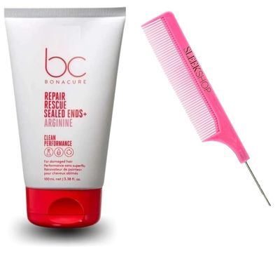 Sleekshop Comb Schwarzkapf BC Bonocure REPAIR RESCUE SEALED ENDS, Arginine - 2025-2026 Formula (wSleek Comb) for Hair Dye Color Haircolor (3.38 oz 100 mL)