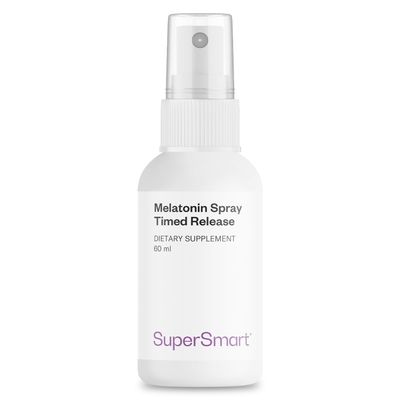 Supersmart - Melatonin Spray 1mg per Day (Fast Action Timed Release) - Natural Pepper Mint Flavor - Melatonin Spray for Sleep Non-GMO Gluten Free - 60 ml