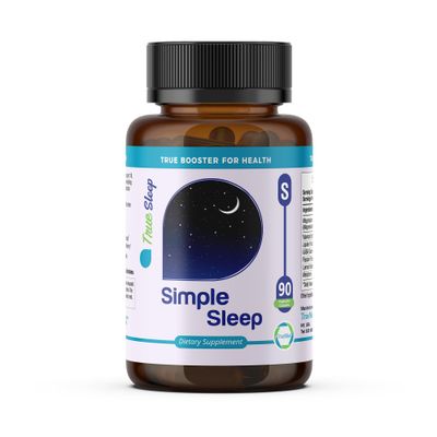 TrueMed Sleep Support Supplement Natural Relaxation, Formula Magnesium Glycinate, Valerian Extract, GABA, Melatonin, Passion Flower, Lemon Balm Promote Calm Improve Sleep Quality 90 Capsules