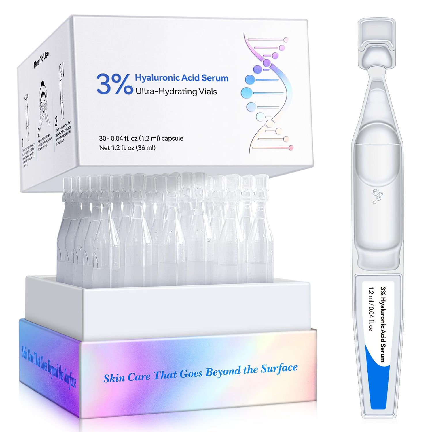 Wake Nature Perfection Hyaluronic Acid - Ultra Hydrating Serum for Smooth- Anti-Aging Formula with Hyaluronic Acid Tubes for Deep Moisture Skin Rejuvenation - Pre-Makeup Hydration for All Skin Types
