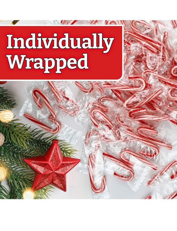Mini Candy Canes Individually Wrapped Red White Made With Real Peppermint - Mini candy Canes Bulk - Holiday Candy Canes for Christmas, Santa Parade, ThanksGiving (50 - Count Mini Candy Canes)