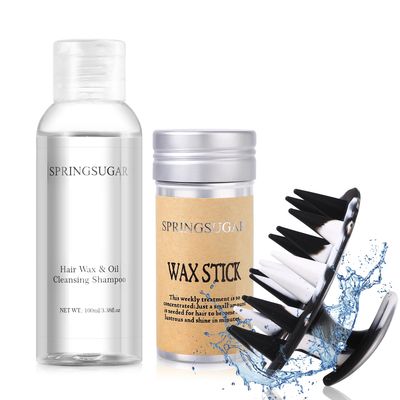 SPRINGSUGAR 3PCS Hair Wax Stick Set,Flyaways Edge Control Slick Back Hair StickDeep Cleans Clarifying Shampoo for Build UpScalp Massager Shampoo Brush for Hair Growth,Styling Products for Women Men