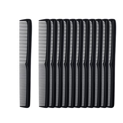 Mars Wellness 7&quot; Hair Styling Comb (Bulk Pack of 24) - Plastic for Men Women - Black Set - Heat Resistant for All Hair Types - for Salon, Barbershops, Home - Made in USA