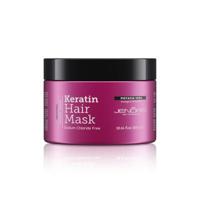 Jenoris Keratin Hair Mask for Dry, Damaged Frizzy Hair - Deep Conditioning Treatment with Natural Omega 3-6-9 Complex Pistachio Oil, Salon-Professional, Paraben SLS Free, 8.45 Fl Oz