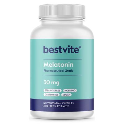 BESTVITE Melatonin 30mg (120 Vegetarian Capsules) - No Stearates - Vegan - Non GMO - Gluten Free - High Dose Melatonin