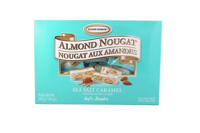 Golden Bonbon Sea Salt Caramel Almond Nougat Candy - Gluten-Free, Trans Fat-Free, Made with Gurande Sea Salt and Normandy Cream