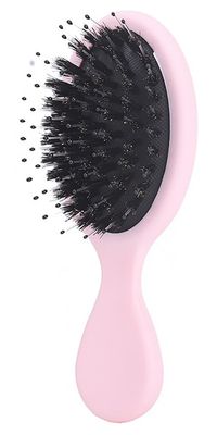 Boar Bristle Mini Hair Brush Travel Detangling Paddle Brush for Curly Fine Straight Wet Dry Hair, Anti-frizz Boar Nylon Mixed Bristle Styling Hairbrush for Women Men