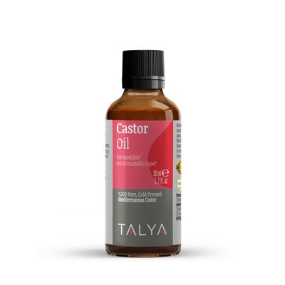 TALYA Castor Oil 1.7 oz (50 ml) - Cold Pressed - Boost Hair Growth - Growth for Eyelashes, Eyebrows - Moisturizing Massage Oil for Aromatherapy - Vegetarian, Non-GMO, Gluten Free