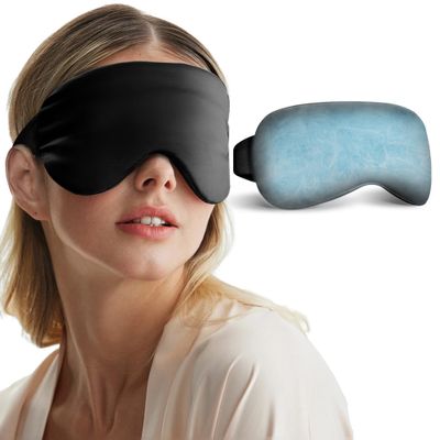Cooling Eye Mask for Puffy Eyes - FSA HSA Eligible, Cold Compress for Migraines Headache and Puffiness, Gel Eye Mask for Sleep Dark Circles, Reusable Face Ice Pack (Black)
