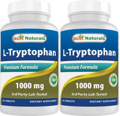 Best Naturals L-Tryptophan 1000 mg 60 Tablets (60 Count (Pack of 2))