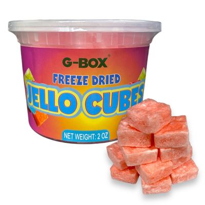 G-Box Freeze-Dried Peach Jello Cubes - 2 oz USA-Made Freeze Dried Jelly Freeze Dried Candy Trending TikTok Snack, TikTok Trend Items, Fruit Jelly Candy (Peach Jelly Snack)