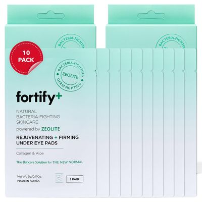Fortify Skincare 9-in-1 Korean Under Eye Pads with Zeolite - Anti Dark Circles Puffy Eyes Treatment, Dermatologist Tested - Hydrating Anti-Aging Eye Patches - Natural Clean Beauty - 10 Pairs