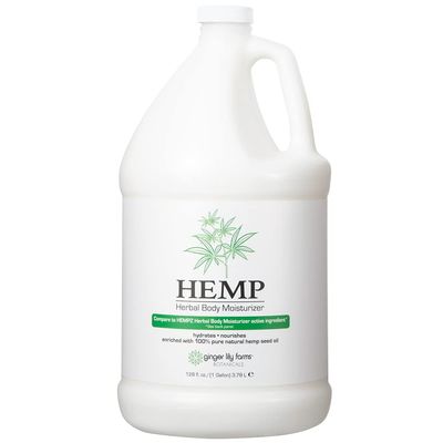 Ginger Lily Farms Botanicals HEMP Herbal Body Moisturizer for Dry Skin, Enriched with Pure Hemp Seed Oil, 100 Vegan Cruelty-Free, Fruity Floral Scent, 1 Gallon (128 fl. oz.) Refill