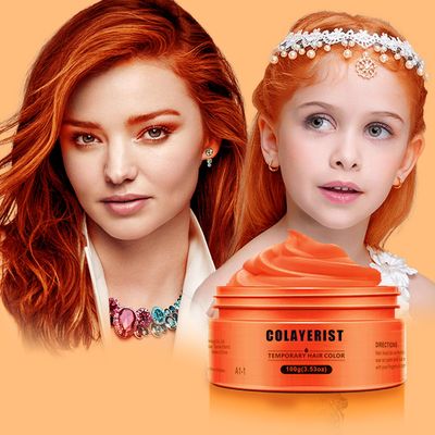 COLAYERIST Orange Hair Color Wax, Temporary Washable Hair Color Dye for Kids, Temporary Dye Wax Natural Hairstyle Cream Hair Pomades for Women Men Party Cosplay Halloween