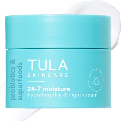 TULA Skin Care 24-7 Moisture Hydrating Day and Night Cream - Travel-Size, Ultra Nourishing Moisturizer for Face, Improves, Soothes Maintains Skin Balance, 0.5 oz.