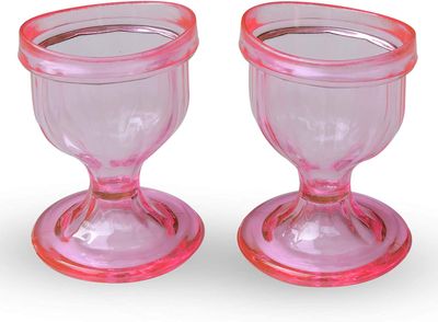 Pink Colored Eye Wash Cups for Effective Eye Cleansing - Eye Shaped Rim, Snug Fit (Set 2 Pcs.)