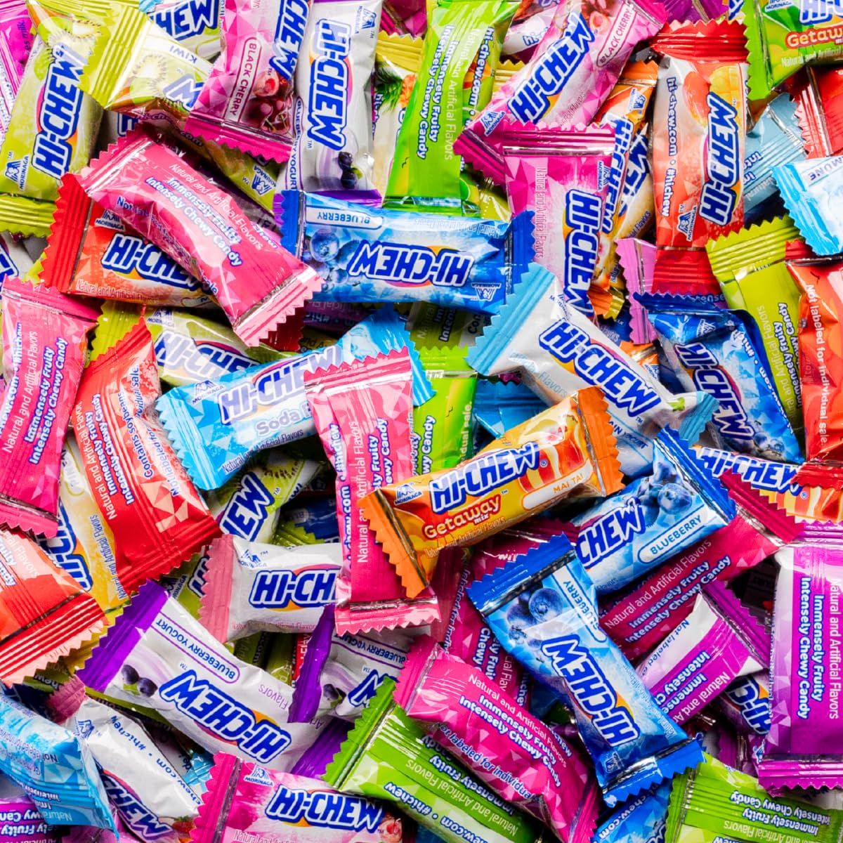Hi Chew Japanese Fruit Candy - 25.4oz Bulk Variety Pack - 14 Flavors Chewy Taffy - College Care Package, Birthday Gift Box for Kids Adults