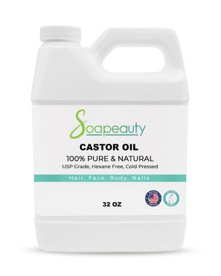 Soapeauty Cold Pressed Castor Oil 100 Pure Natural USP Grade Promotes Healthy Skin Hair Hexane Free Thickens Eyebrows Lengthens Eyelashes 32 fl oz