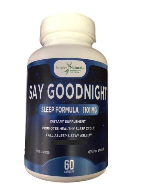 Say Goodnight Natural Sleep with Melatonin 5mg, 60 Capsules - Valerian Root, GABA L-theanine, Chamomile, Passion Flower, May Help Support Calming and Relaxation for Sleeping
