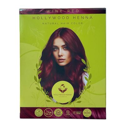 Hollywood Henna Hair Color (Wine Red) Organic Color Hair Beard Dye (Pack of 1-100g) Henna Based Hair Colors with Pure Herbs Free Chemicals Long Lasting Natural Hair Dye for Men Women Gift