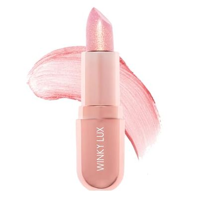 Winky Lux Glimmer Balm, pH Lip Balm, Color Changing Lipstick and Tinted Lip Balm, Vegan Cruelty Free, Hydrate Plump, Pink Shimmer Lipstick, Rose