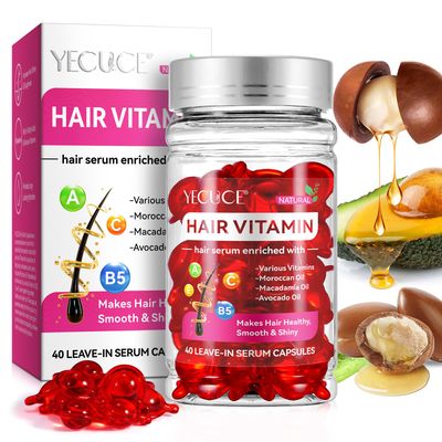 KLLALO Hair Styling Serum for Frizzy Dry Hair, Hair Oils Vitamins in Capsules, Hair Treatment Serum with Moroccan, Macadamia Oil - Vitamins A C E B5 Hair Oil Capsules for Women Men