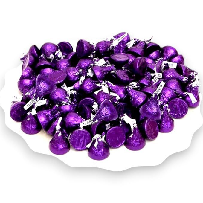 Hershys Special Dark Chocolate Kisses-1.5 lbs Purple Foil Individually Wrapped Kisses for Halloween, Easter Parties, Events, and Candy Buffets - Classic Dark Chocolate Mildly Sweet Kisses(24 oz)