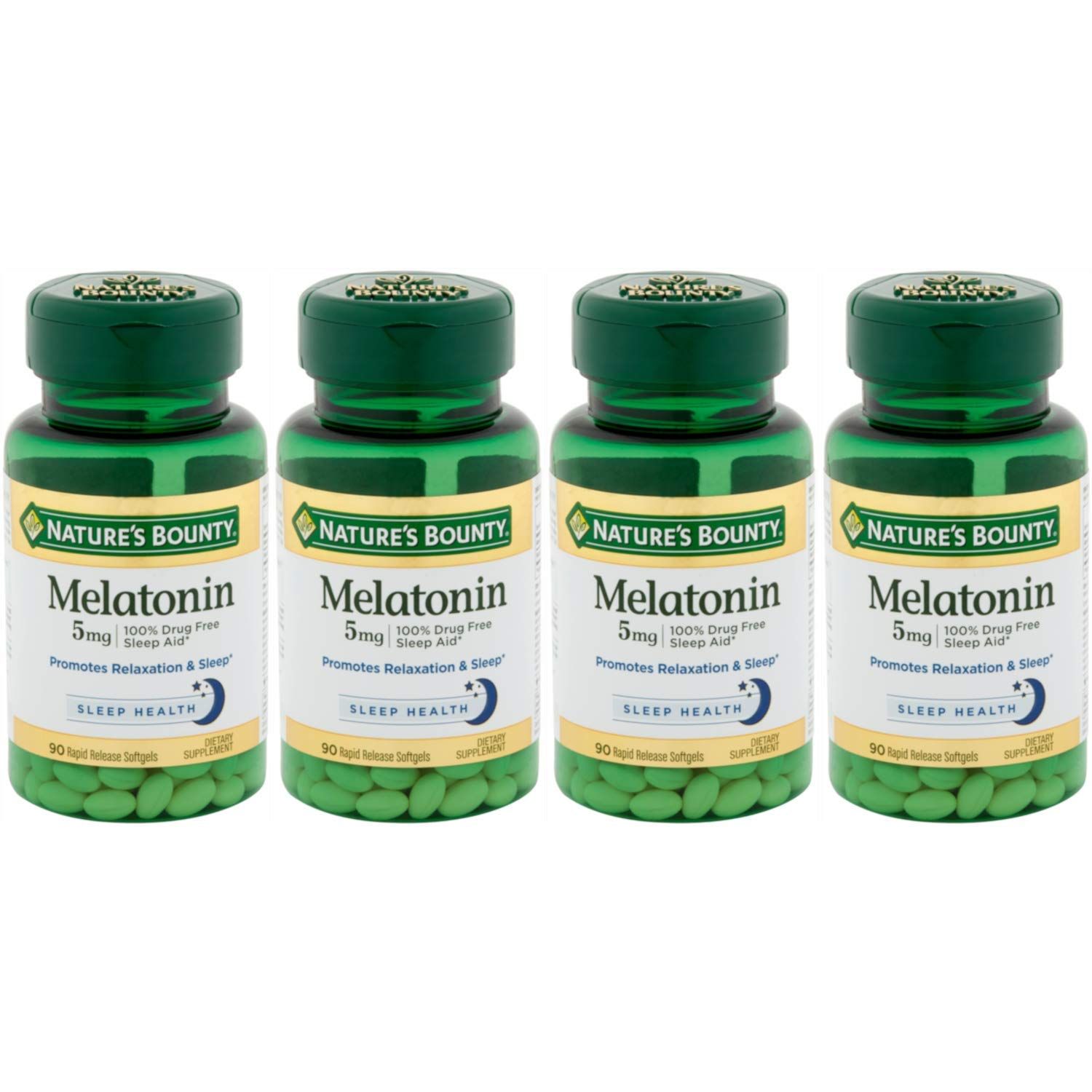 Nature&#39;s Bounty Super Strength Melatonin 5 mg Softgels 90 ea (Pack of 4)