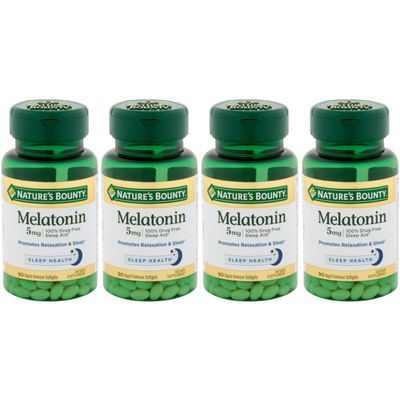 Nature&#39;s Bounty Super Strength Melatonin 5 mg Softgels 90 ea (Pack of 4)