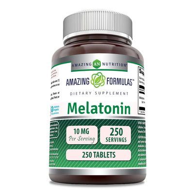 Amazing Formulas Melatonin Supplement 10 Mg Per Serving 250 Tablets Non GMO Gluten Free Made in USA