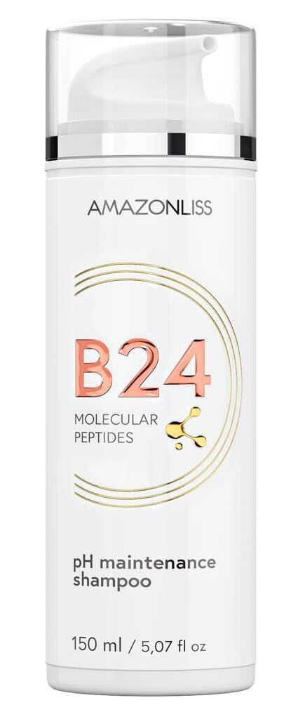 Amazonliss B24 Molecular Peptides Shampoo - pH Maintenance, High Foaming, Sulfate-Free, Repairs Strengthens Damaged Hair - Brazilian Hair Care - 5.07 Fl Oz - For All Hair Types