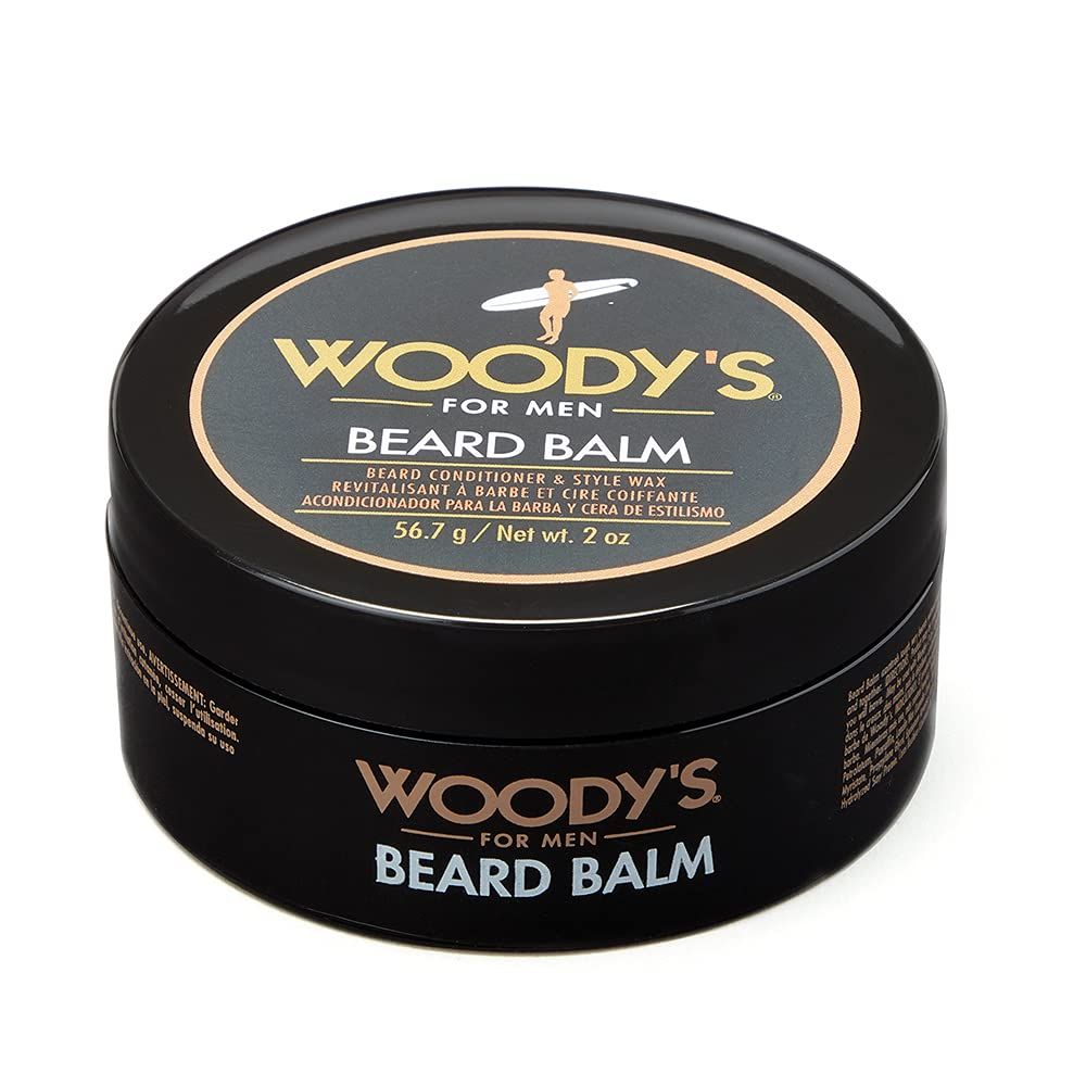 Woody&#39;s 2-in-1 Beard Balm, Facial Hair Conditioner and Style Wax, with Coconut Oil, Panthenol, and Natural Beeswax, 2 Oz