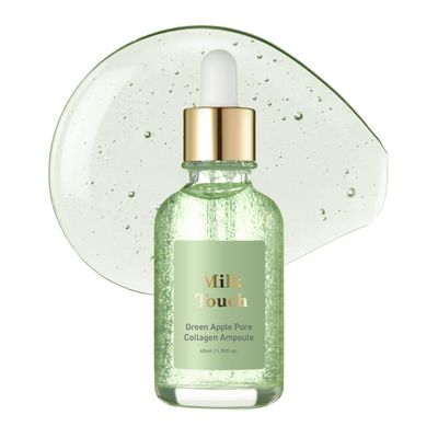 MILKTOUCH Green Apple Pore Collagen Ampoule Daily Face Moisturizer Skin Moisturizing Serum for Face Facial Serum wCollagen Niacinamide Oil Control Moisturizer 1.35 fl oz