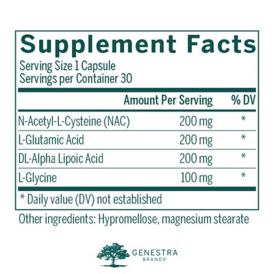 Genestra Brands Glutathione Precursors Antioxidant Support Supplement 30 Capsules