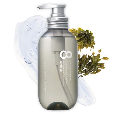 8 THE THALASSO Natural Anti-Frizz Shampoo for Normal to Oily Hair Women Men, Moisturizing Hair Care with Deep Ocean Water Stem Cells from Japan, Silicone Sulfate Free, SMOOTH, 16.06 Fl Oz