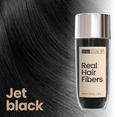 Hair Illusion Combo Kit - Hold Spray, 38g Hair Fiber Bottle, Applicator Hairline Optimizer (Jet Black)