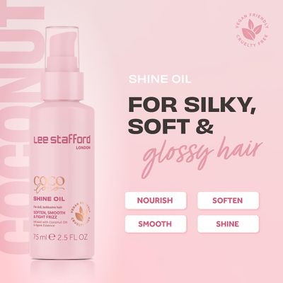 Lee Stafford Shine Hair Oil Coco Loco Collection - Best Nourishing, Anti Frizz Styling Oil for Dry Damaged Hair, Adds Moisture and Shine to Dull Strands, After Blowout Serum, 1.7 Fl Oz
