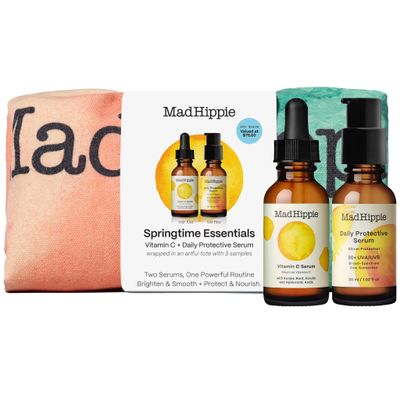 Mad Hippie Springtime Essentials Skin Care Kit - Daily Protective SPF 30 Vitamin C Face Serum Wrapped in an Artful Tote Bag with 3 Samples