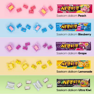 COELO Korean Sweet Sour Chewing Candy Variety 6Packs (Total 6.8oz) Soft Chewy Gummy Treat Fruity Flavored Assorted (Peach, Grape, Lemonade, Kiwi, Blueberry, Lemon Lime Flavor)