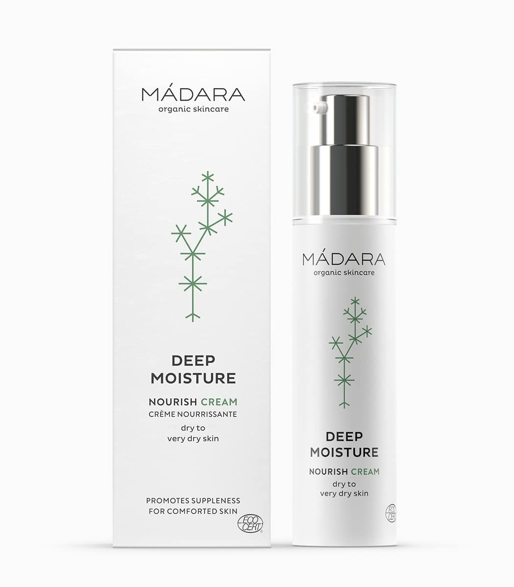 MDARA Organic Skincare Deep Moisture Nourish Cream - 1.7oz Soothing and ultra-hydrating moisturiser for dry skin, With hyaluronic acid and nutrient-rich plant extracts, Vegan, Ecocert certified