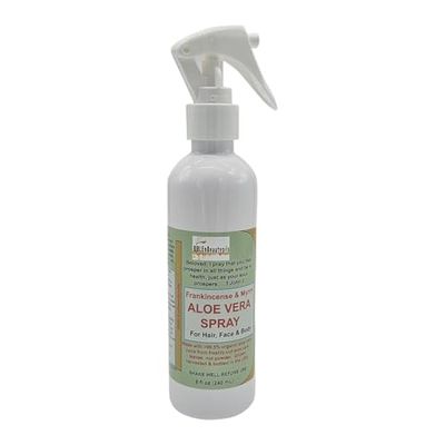 BiblenBeautyoils Frankincense and Myrrh Aloe Vera Spray, 96.5 Organic Aloe Spray for Hair, Face, and Body, Hydrating Facial Mist and Body Spray for Hair Care and Skin Moisturization (8 Fl Oz)
