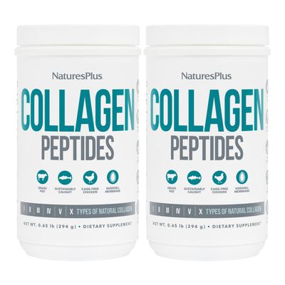 Natures Plus Collagen Peptides - 0.65 lbs Powder, Pack of 2 - Hair, Skin, Nail Joint Health, Immune System Support - Non-GMO, Gluten Free - Up to 56 Total Servings