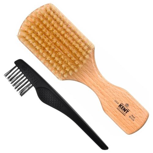 Kent OG4 Rectangular Beachwood Gentlemen&#39;s Hair and Facial Brush for Beard Care, Exfoliating Natural Boar Bristle for Men&#39;s Grooming, Hair Care, and Beard Straightener