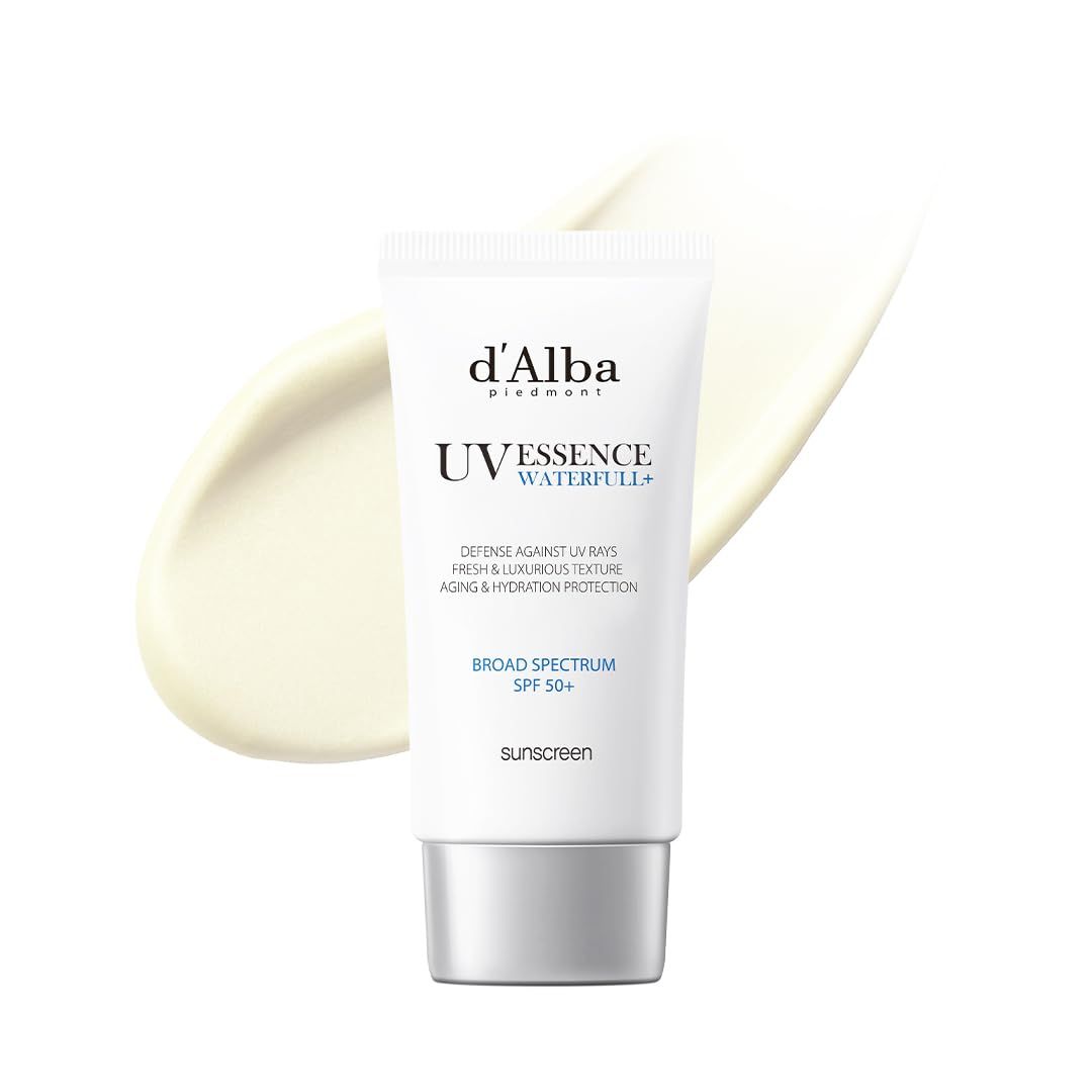 d&#39;alba Piedmont Italian White Truffle Waterfull Essence Sunscreen, Vegan Skincare, Lightweight Sunscreen with BROAD SPECTRUM SPF 50, Glowy, Safe for all Skin Types, Korean Skin Care (1.69 fl. oz)