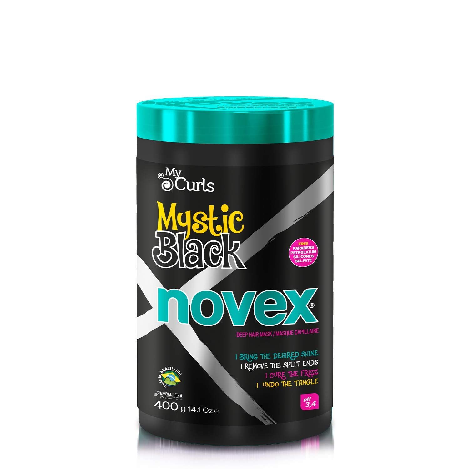 NOVEX Mystic Black Deep Conditioning Mask - Baobab Oil Protects, Adds Moisture, Controls Frizz, Enhances Shine - Rich in Vitamin A, C, D and E - Omega 3, 6 and 9 (400g14.1oz)